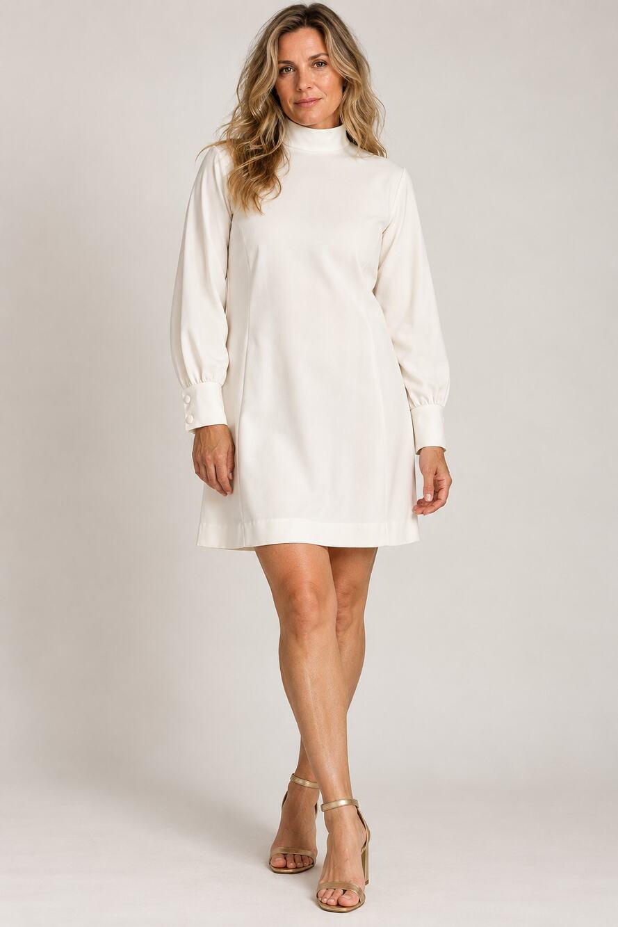 Vintage 1970s White Double Knit Mod Mini Dress Women’s S 38" Bust